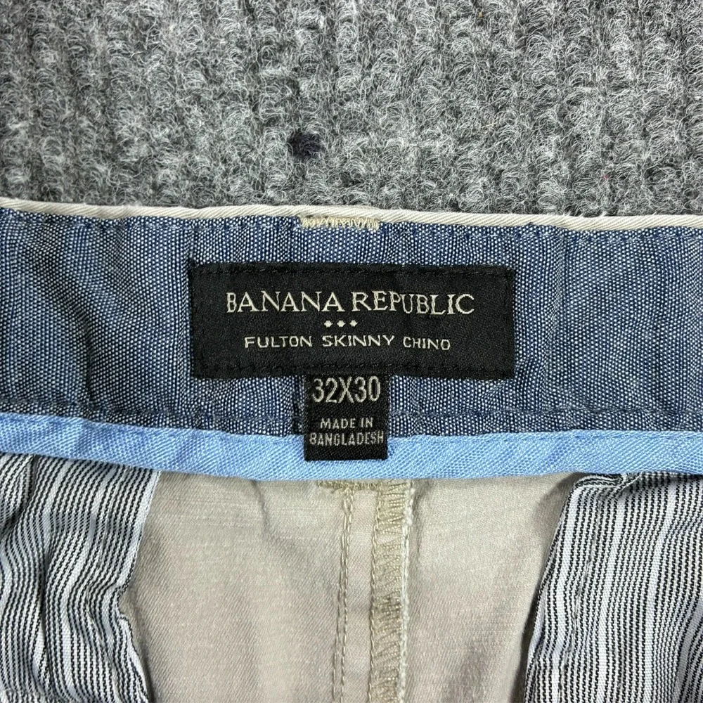 Banana Republic Fulton Skinny Chino Pants Mens Size 32x30 Gray Stretch Casual